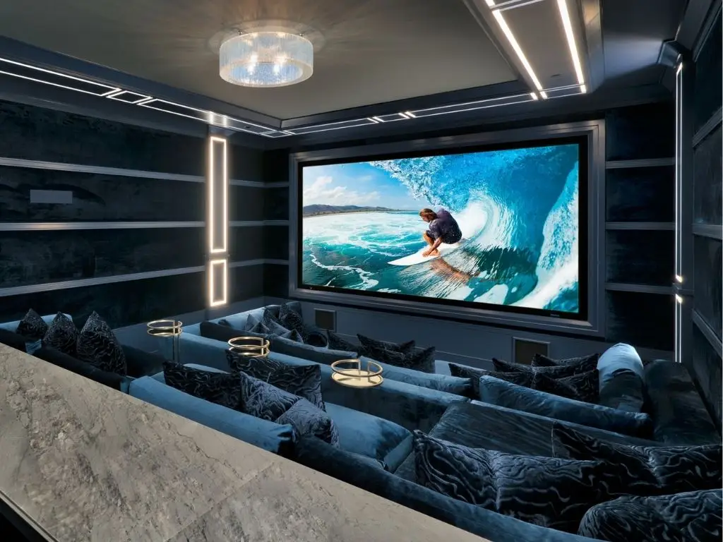 Wisdom Audio installer setting up high-end cinema speakers
